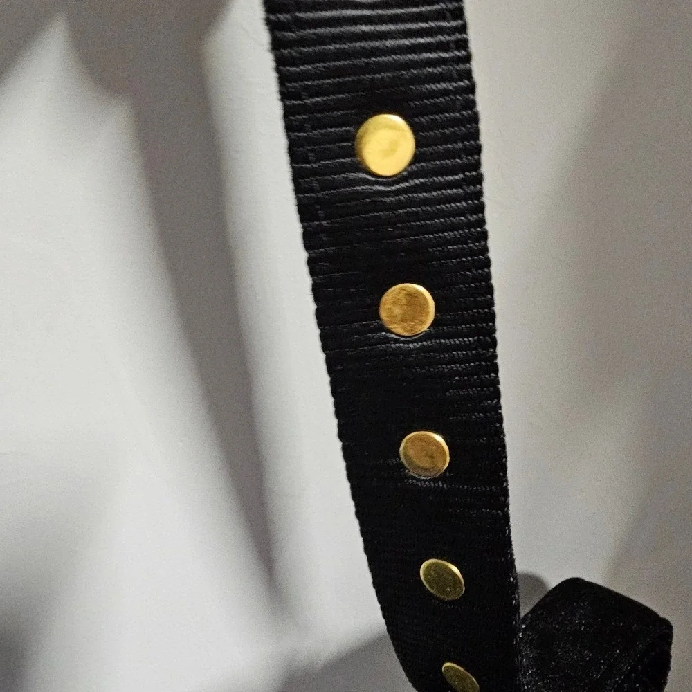 Bootique Black Velvet Dog 6 Foot‎ Lead with Gold Stud Hardware